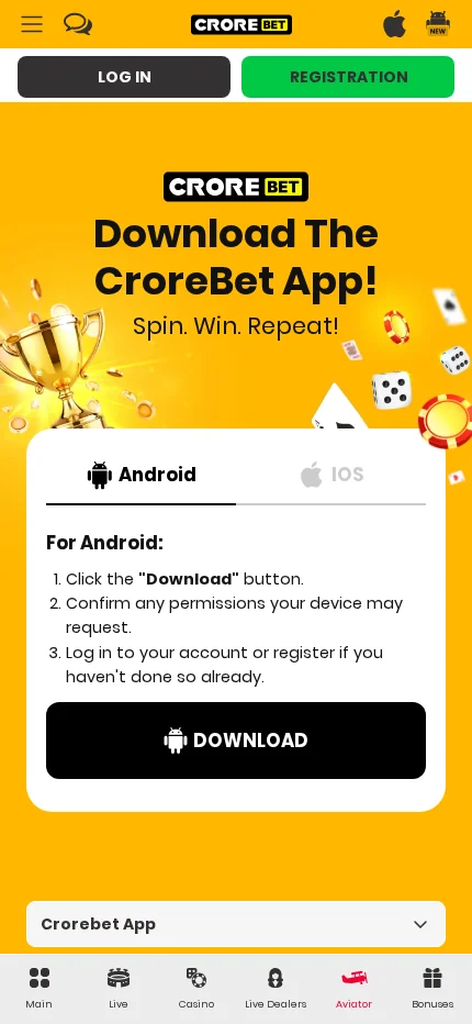 CroreBet: Mobile App