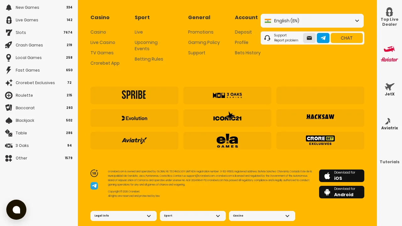 CroreBet: Software and Game Providers